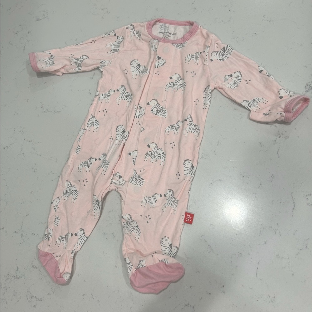 Magnetic me onesie - newborn - pink zebra print